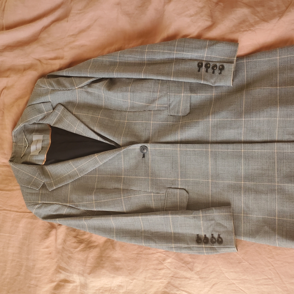 MARELLA Gray Wool Long Blazer with Notched Lapels